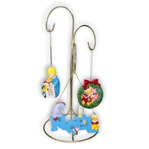 3 vintage Classic Pooh Christmas Ornaments W Stand Mcf Disney Noel Wreath